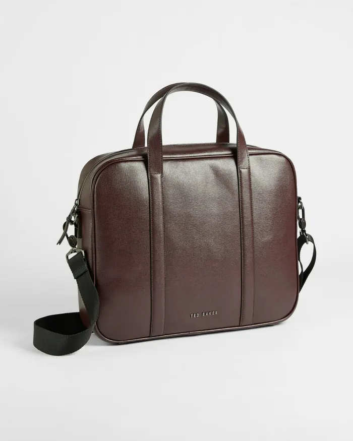 Men STRATH 8211 Saffiano Leather Document Bag Oxblood Ted Baker Document Bags