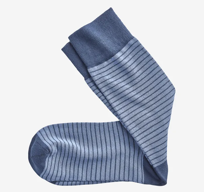 Men Striped Dress Socks Blue Stripe Socks Johnston and Murphy