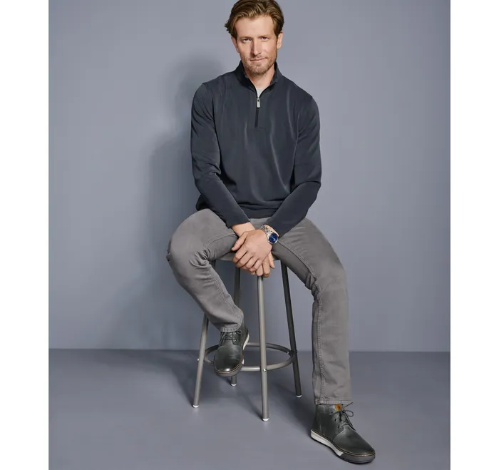 Men Sweaters and Knits Johnston and Murphy Vintage Washed QuarterZip Navy