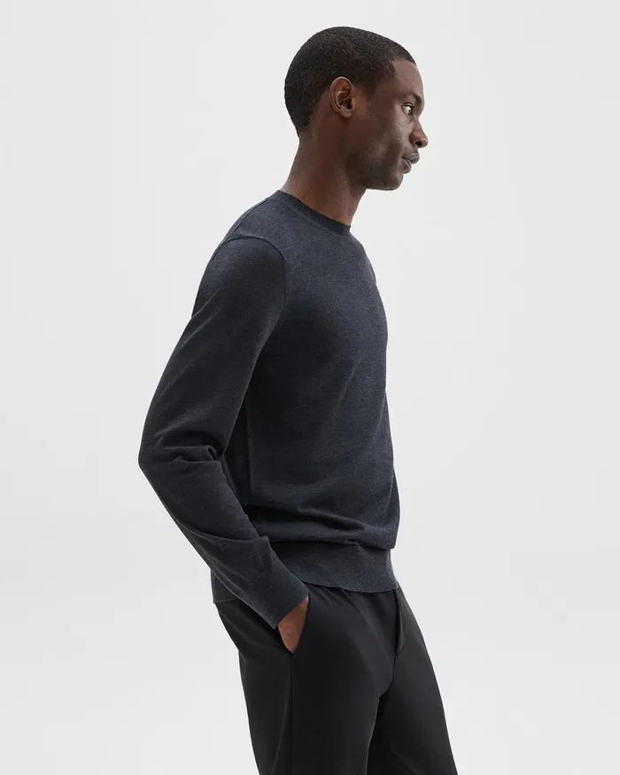 Men Sweaters Cardigans Theory Crewneck Sweater In Merino Wool Pestle Melange