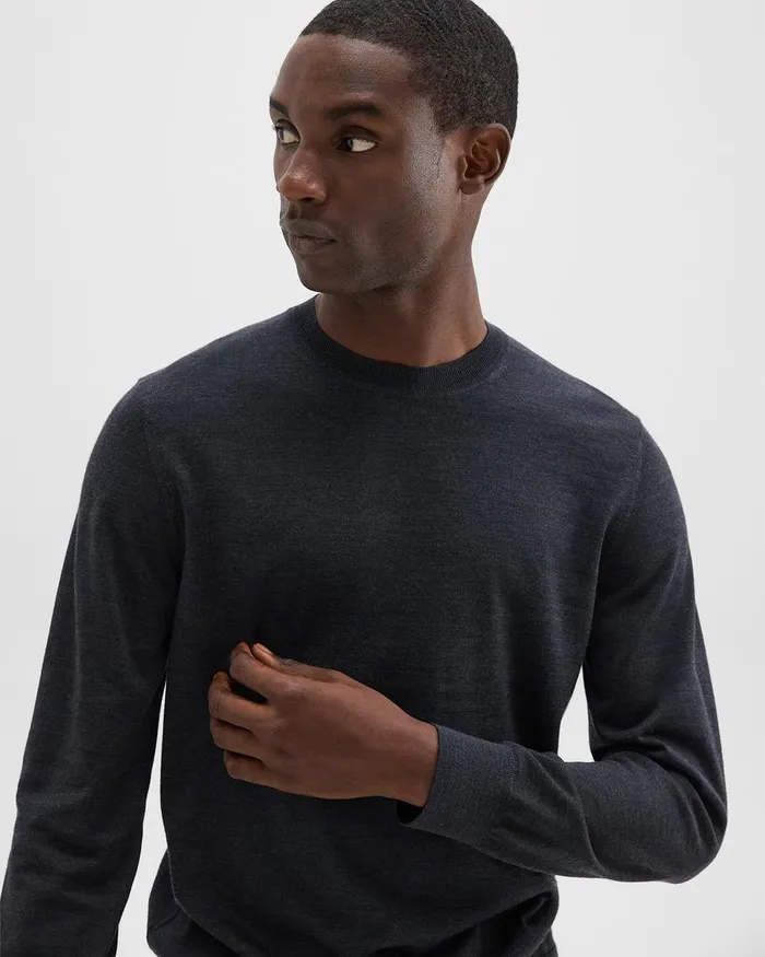 Men Sweaters Cardigans Theory Crewneck Sweater In Merino Wool Pestle Melange