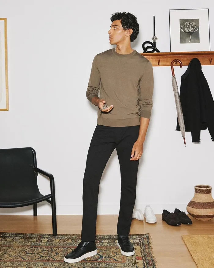 Men Sweaters Cardigans Theory Crewneck Sweater In Merino Wool Pestle Melange