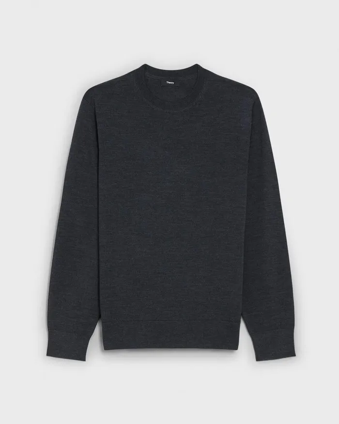Men Sweaters Cardigans Theory Crewneck Sweater In Merino Wool Pestle Melange