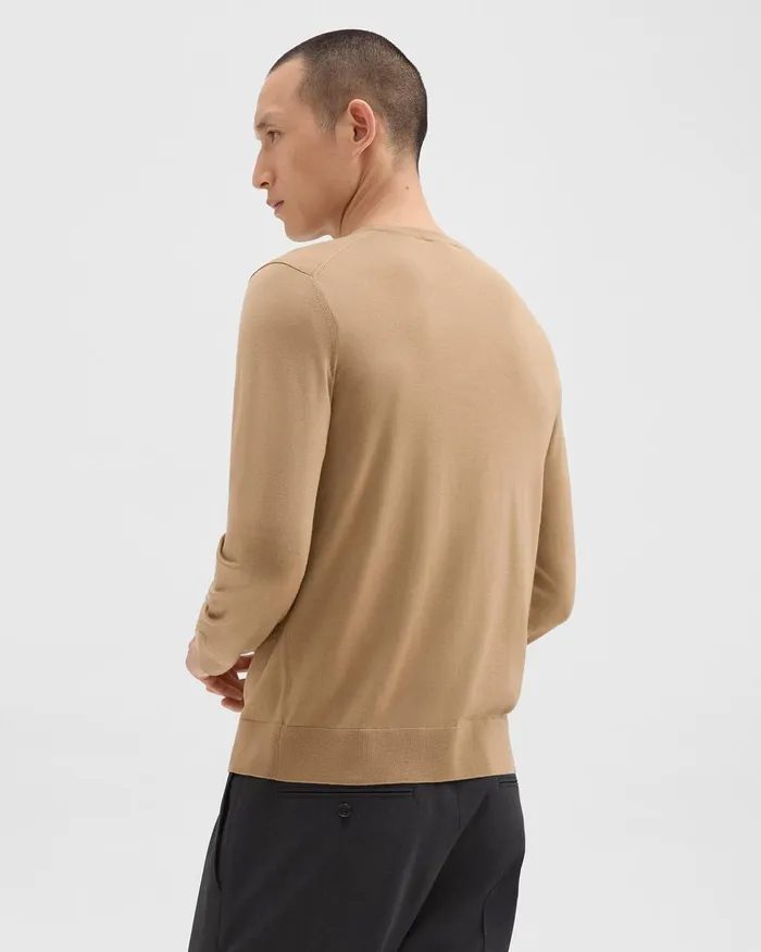 Men Sweaters Cardigans Theory Crewneck Sweater In Regal Wool New Camel