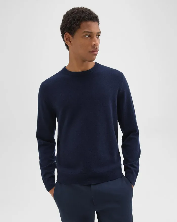 Men Sweaters Cardigans Theory Hilles Crewneck Sweater In Cashmere Baltic