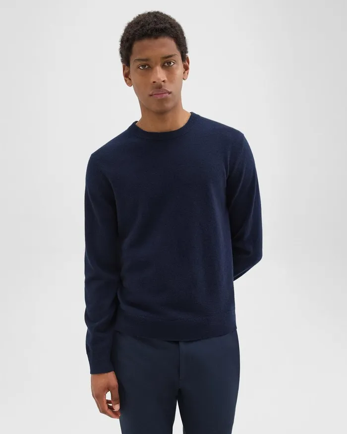 Men Sweaters Cardigans Theory Hilles Crewneck Sweater In Cashmere Baltic