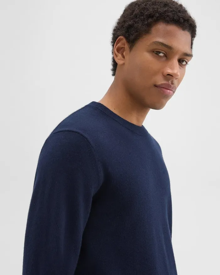 Men Sweaters Cardigans Theory Hilles Crewneck Sweater In Cashmere Baltic