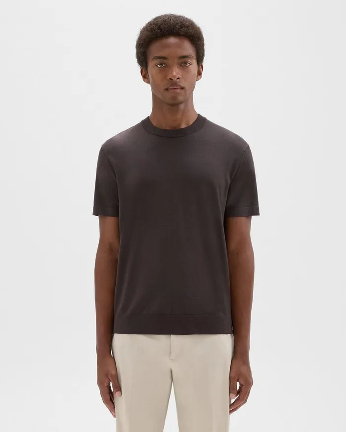 Men Sweaters Cardigans Theory Sarior Tee In Light Bilen Coffee