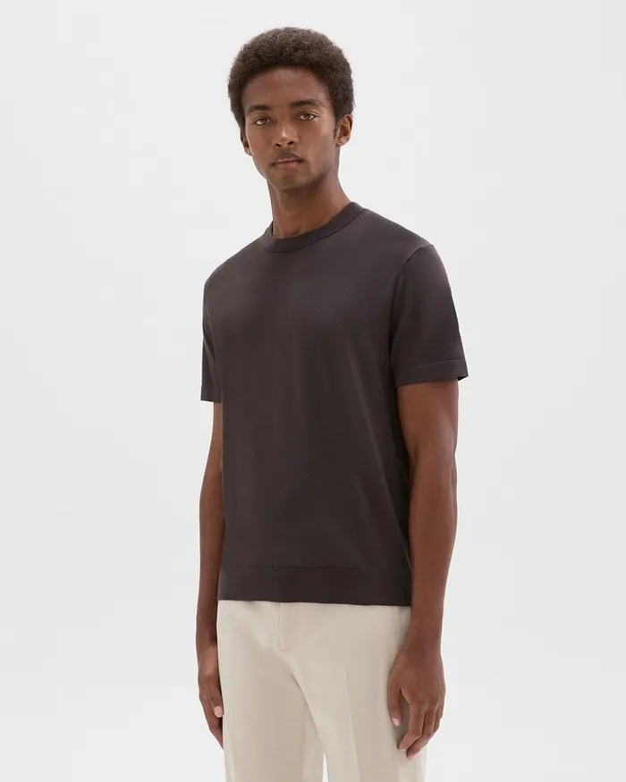 Men Sweaters Cardigans Theory Sarior Tee In Light Bilen Coffee