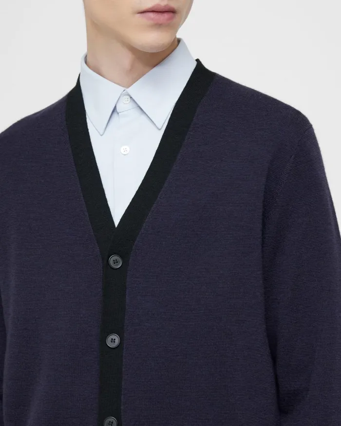 Men Sweaters Cardigans Theory VNeck Cardigan In Merino Wool Navyblack