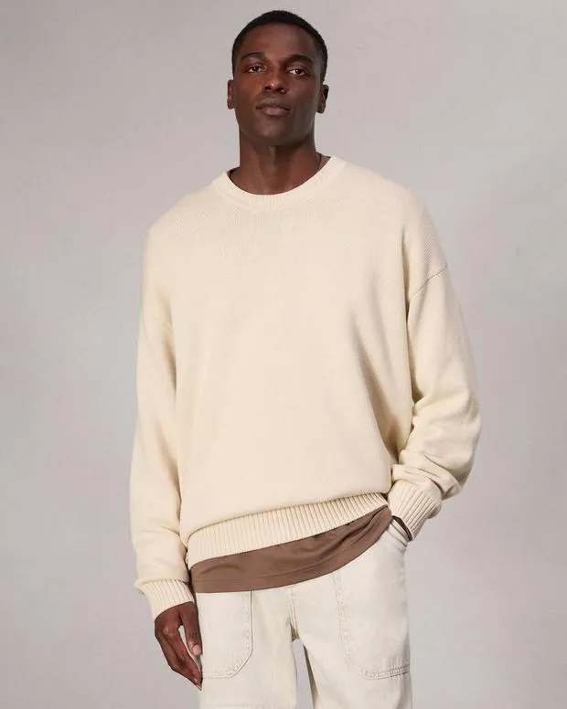 Men Sweaters Rag and Bone Clarkson Cotton Sweater Turtledove