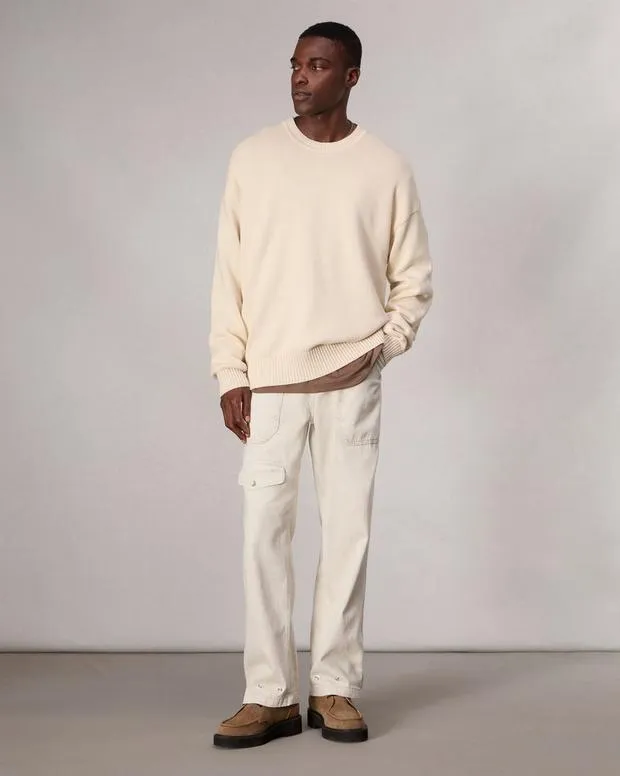 Men Sweaters Rag and Bone Clarkson Cotton Sweater Turtledove