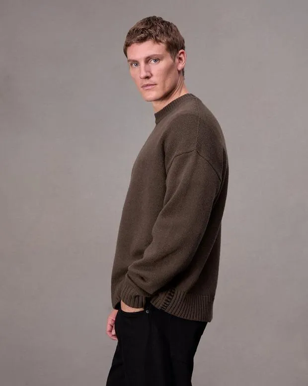 Men Sweaters Rag and Bone Clarkson Wool Sweater Slate Brown