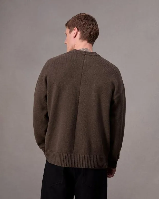 Men Sweaters Rag and Bone Clarkson Wool Sweater Slate Brown