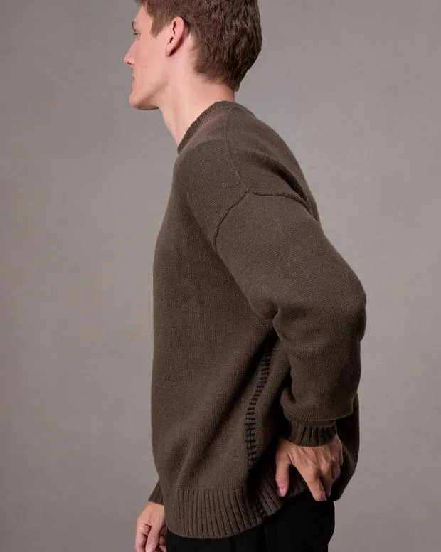 Men Sweaters Rag and Bone Clarkson Wool Sweater Slate Brown