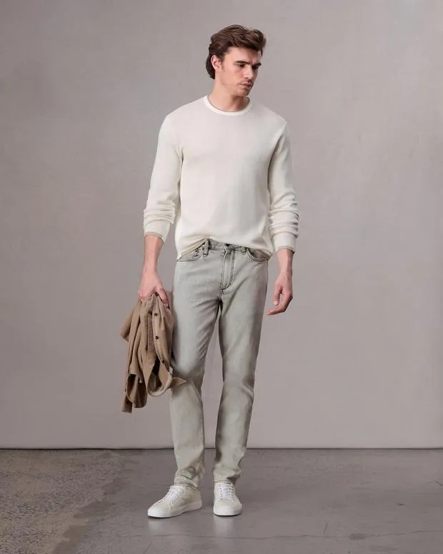 Men Sweaters Rag and Bone Harvey Crew Ivory