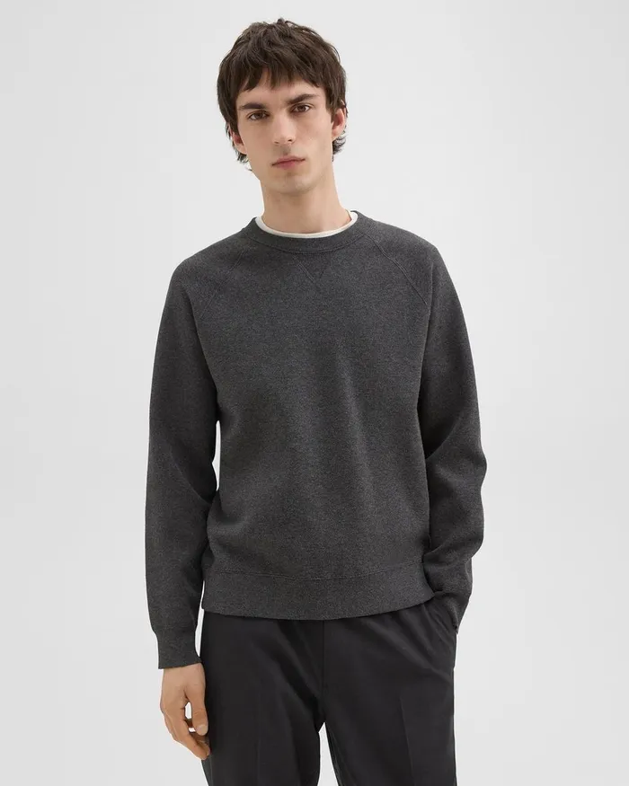 Men Sweatshirts Hoodies Theory Raglan Sleeve Sweatshirt In Light Bilen Pestle Melange