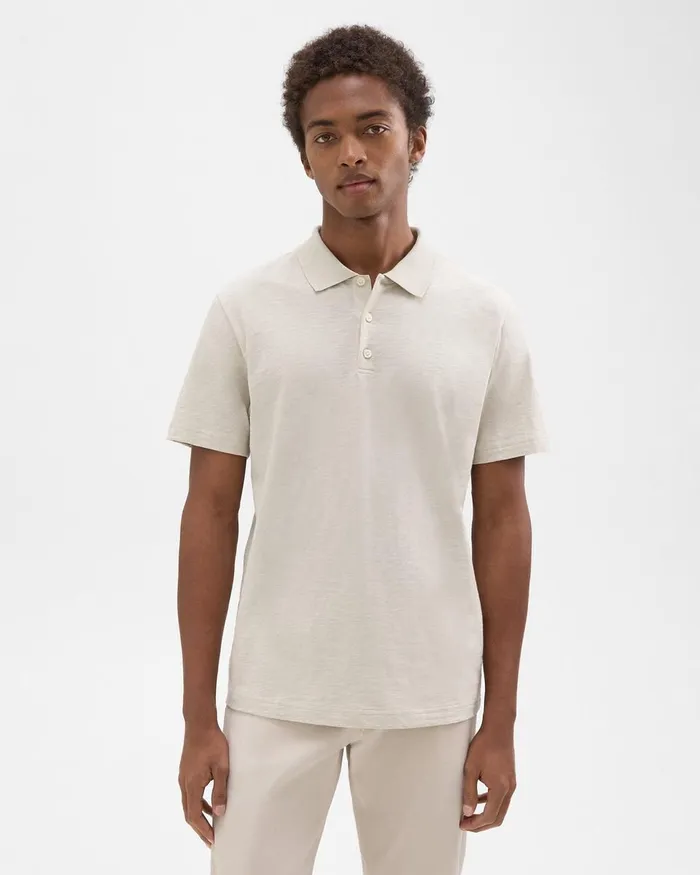 Men TShirts Polos Theory Bron Polo Shirt In Cosmos Slub Cotton Limestone