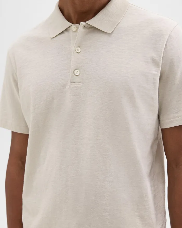 Men TShirts Polos Theory Bron Polo Shirt In Cosmos Slub Cotton Limestone
