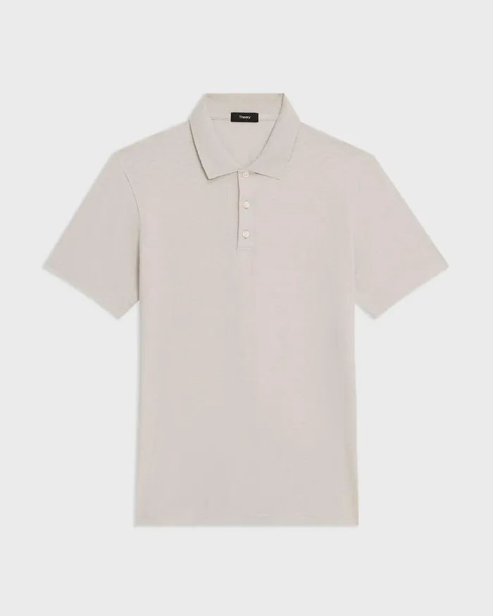Men TShirts Polos Theory Bron Polo Shirt In Cosmos Slub Cotton Limestone