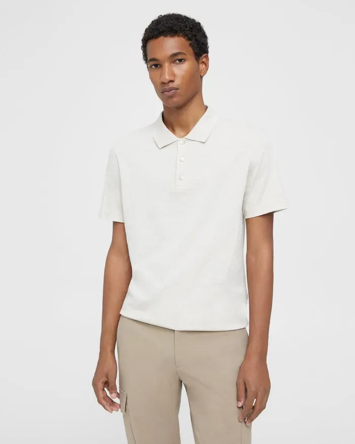 Men TShirts Polos Theory Bron Polo Shirt In Slub Cotton Sand