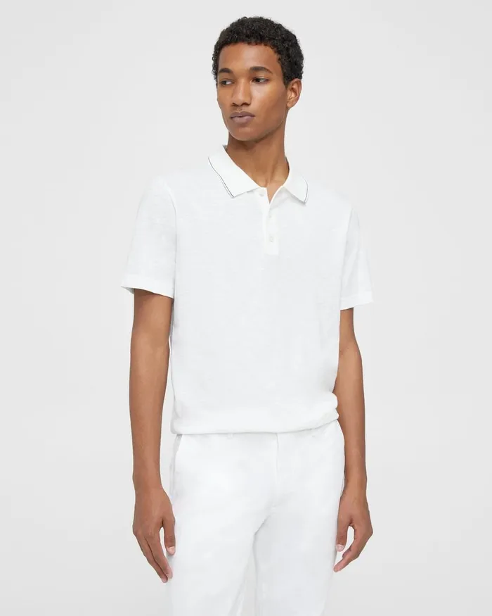 Men TShirts Polos Theory Bron Polo Shirt In Slub Cotton White