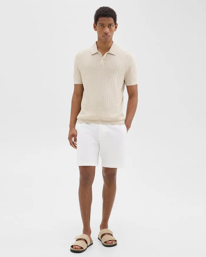 Men TShirts Polos Theory Cable Knit Polo In Cotton New Sand