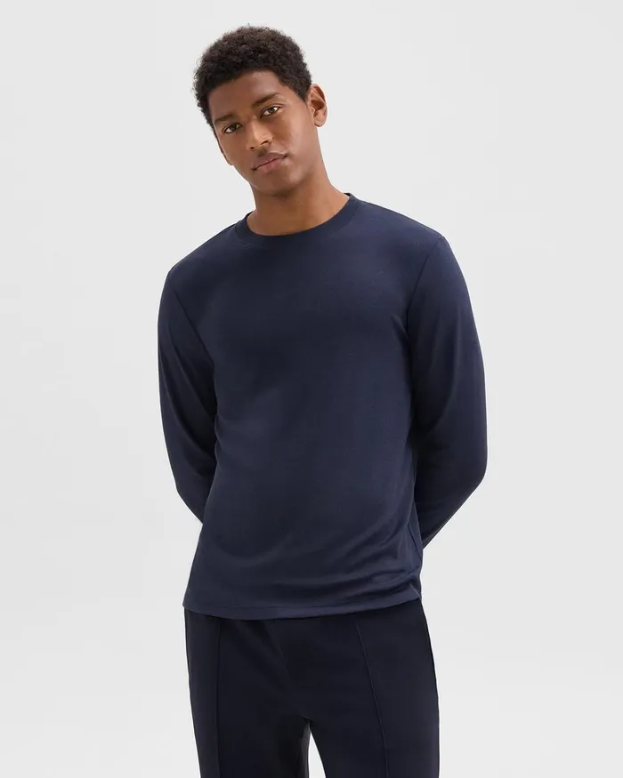 Men TShirts Polos Theory Essential LongSleeve Tee In Anemone Modal Jersey Baltic