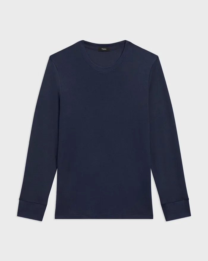 Men TShirts Polos Theory Essential LongSleeve Tee In Anemone Modal Jersey Baltic