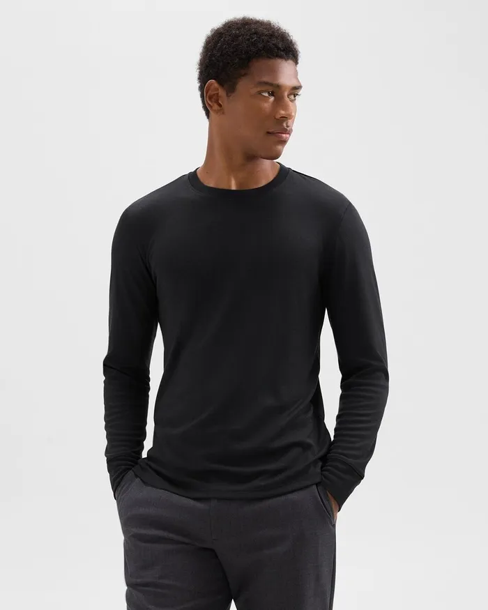 Men TShirts Polos Theory Essential LongSleeve Tee In Anemone Modal Jersey Black