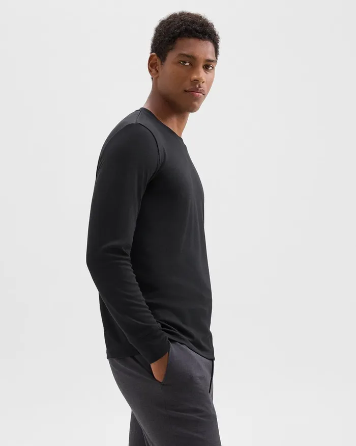 Men TShirts Polos Theory Essential LongSleeve Tee In Anemone Modal Jersey Black