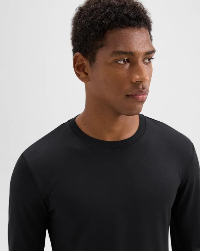 Men TShirts Polos Theory Essential LongSleeve Tee In Anemone Modal Jersey Black