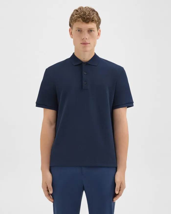 Men TShirts Polos Theory Jocelin Polo Shirt In Studio Knit Jacquard Baltic