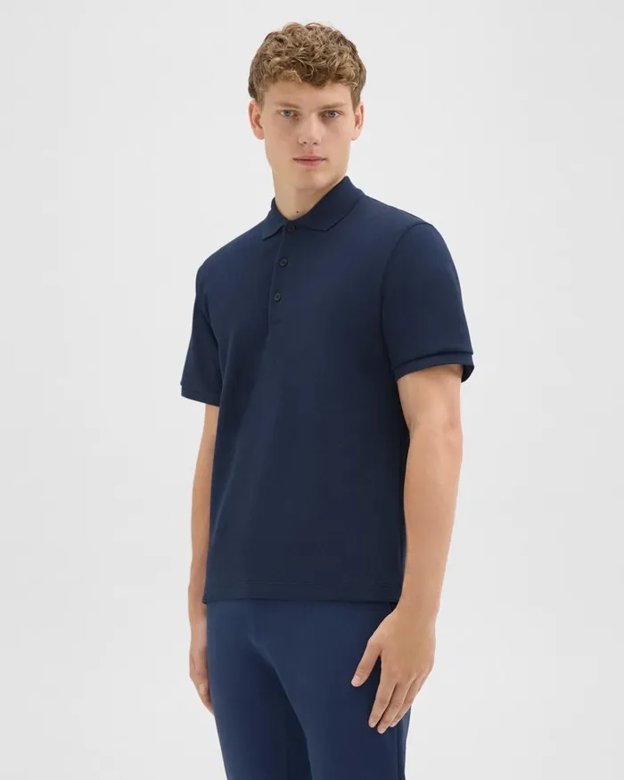 Men TShirts Polos Theory Jocelin Polo Shirt In Studio Knit Jacquard Baltic