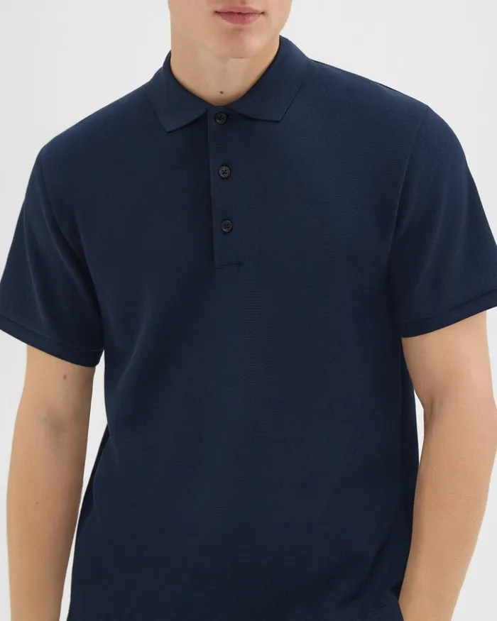 Men TShirts Polos Theory Jocelin Polo Shirt In Studio Knit Jacquard Baltic
