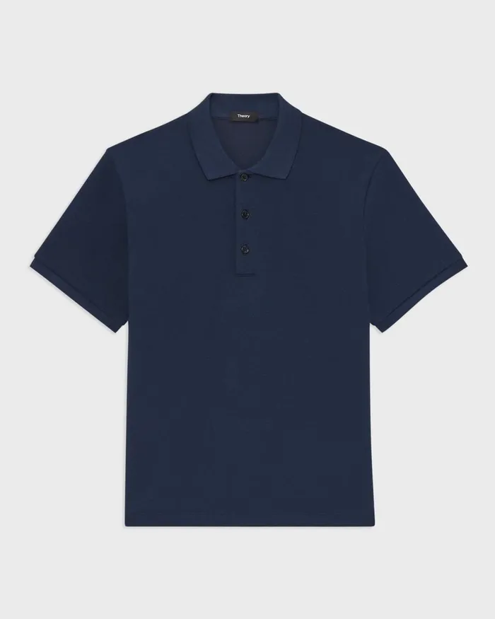 Men TShirts Polos Theory Jocelin Polo Shirt In Studio Knit Jacquard Baltic