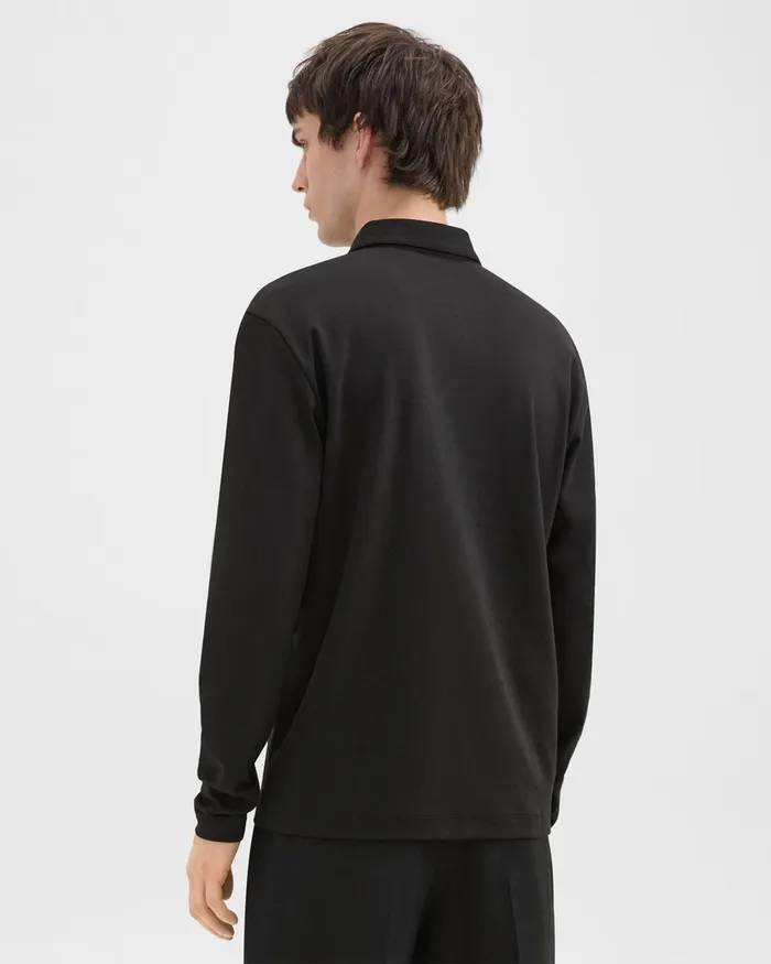 Men TShirts Polos Theory LongSleeve Polo Shirt In Cotton Jersey Black