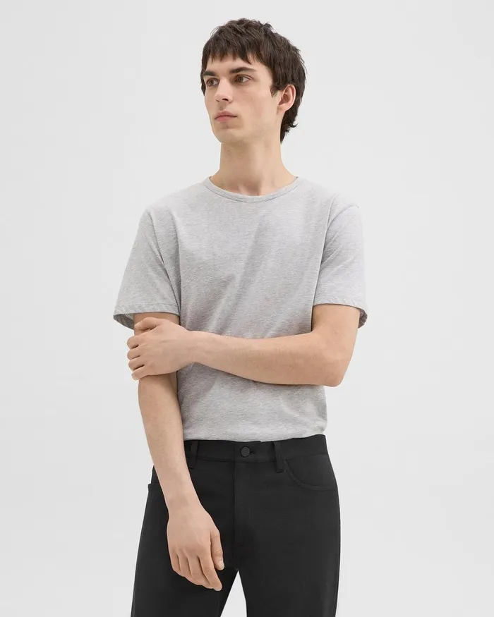 Men TShirts Polos Theory Precise Tee In Pima Cotton Jersey Charcoal Heather