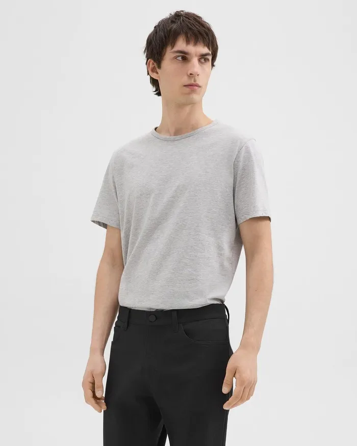 Men TShirts Polos Theory Precise Tee In Pima Cotton Jersey Charcoal Heather