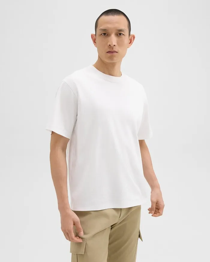 Men TShirts Polos Theory Relaxed Tee In Cotton Jersey White