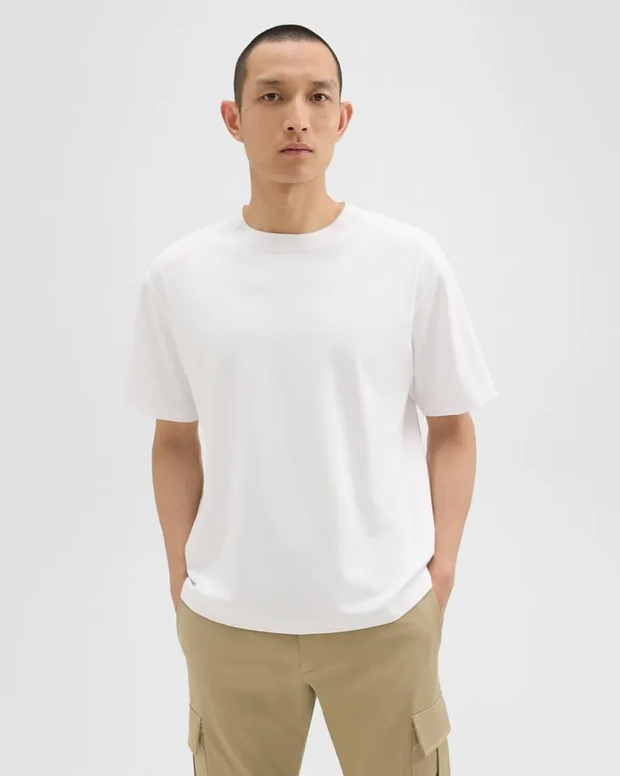 Men TShirts Polos Theory Relaxed Tee In Cotton Jersey White