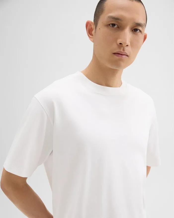 Men TShirts Polos Theory Relaxed Tee In Cotton Jersey White