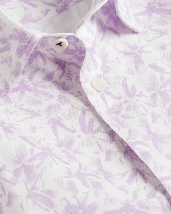 Men TAVARO 8211 Short Sleeve Abstract Floral Shirt Lilac Ted Baker Shirts Men TAVARO 8211 Short Sleeve Abstract Floral Shirt Lilac Ted Baker Shirts
