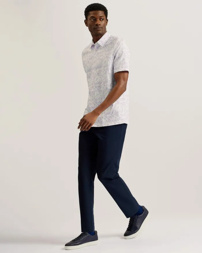 Men TAVARO 8211 Short Sleeve Abstract Floral Shirt Lilac Ted Baker Shirts Men TAVARO 8211 Short Sleeve Abstract Floral Shirt Lilac Ted Baker Shirts