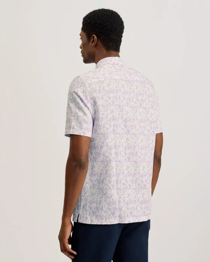 Men TAVARO 8211 Short Sleeve Abstract Floral Shirt Lilac Ted Baker Shirts Men TAVARO 8211 Short Sleeve Abstract Floral Shirt Lilac Ted Baker Shirts