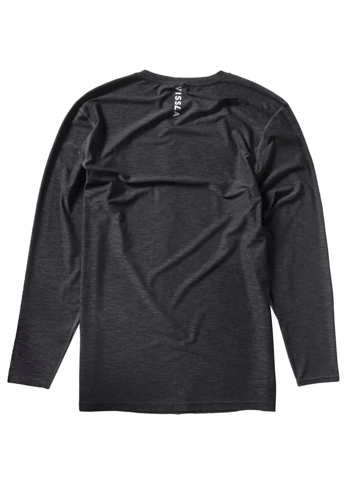 Men Twisted Eco Long Sleeve Lycra Rash Guard Black Heather Wetsuit Tops and Lycra Vissla