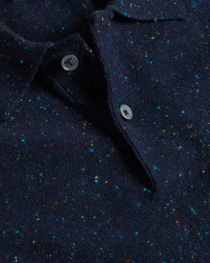 Men USTEE 8211 Marled Polo Shirt With Cable Knit Navy Ted Baker Jumpers and Knitwear Men USTEE 8211 Marled Polo Shirt With Cable Knit Navy Ted Baker Jumpers and Knitwear