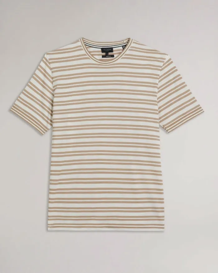 Men VADELL 8211 Short Sleeve Regular Fit Striped TShirt Light Brown Ted Baker Tops