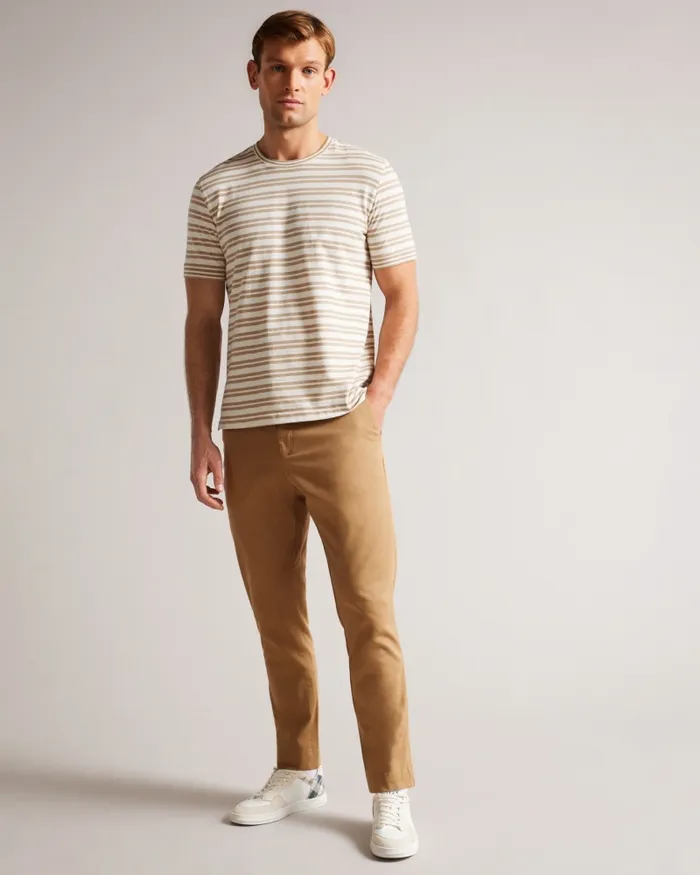 Men VADELL 8211 Short Sleeve Regular Fit Striped TShirt Light Brown Ted Baker Tops Men VADELL 8211 Short Sleeve Regular Fit Striped TShirt Light Brown Ted Baker Tops