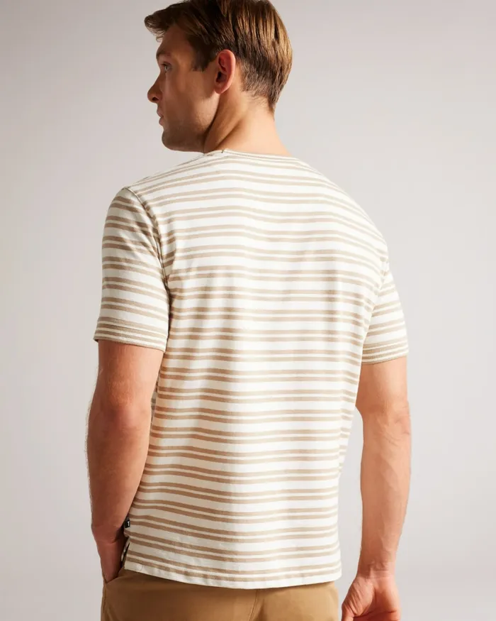 Men VADELL 8211 Short Sleeve Regular Fit Striped TShirt Light Brown Ted Baker Tops Men VADELL 8211 Short Sleeve Regular Fit Striped TShirt Light Brown Ted Baker Tops